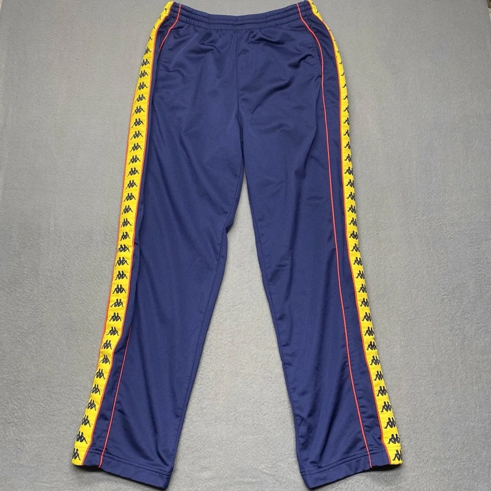 Vtg Kappa Track Pants Mens XL Side Logo Buttons Y2K Baggy Hip Hop 90s Silky - Picture 2 of 9